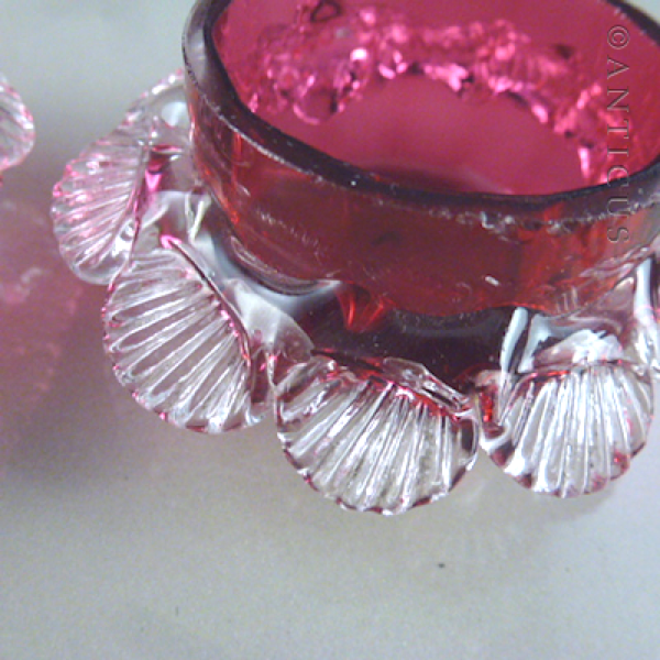 Pair of Cranberry Glass Open Salts.