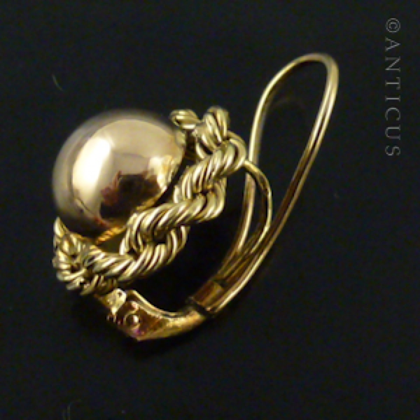 Pair of 14k Gold Round Dome Earrings.