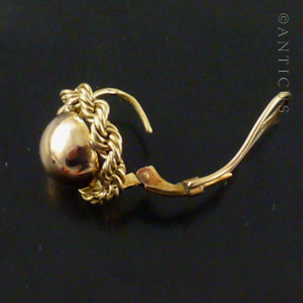 Pair of 14k Gold Round Dome Earrings.