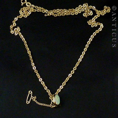 Vintage Gold Chain with Opal Pendant.