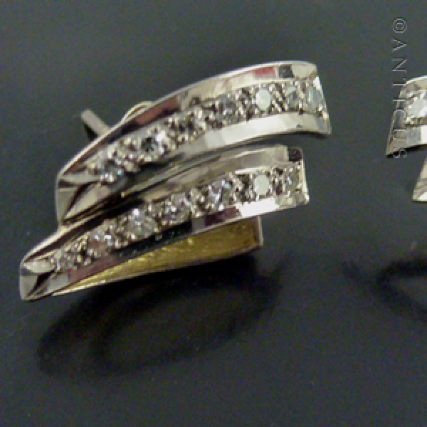 Pair of White Gold and Diamond Earrings.