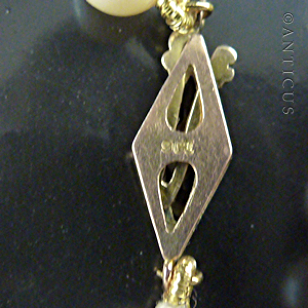 Faux Pearl Necklace, Gold Clasp.