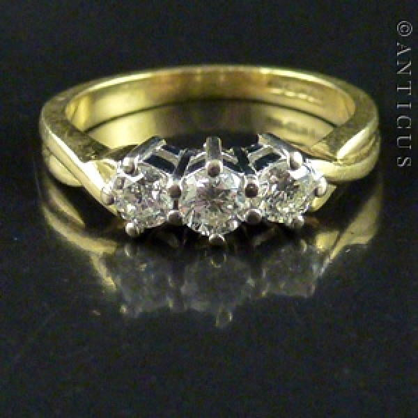 18ct Gold and Three Stone Diamond Ring.