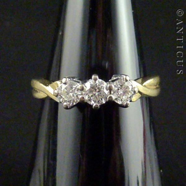 18ct Gold and Three Stone Diamond Ring.