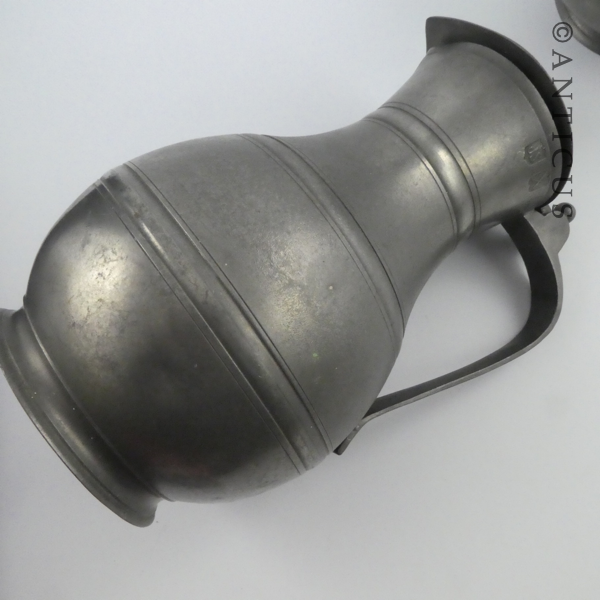 Pair of Vintage Pewter Lidded Jugs.