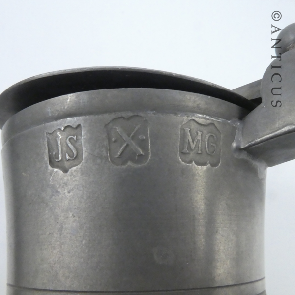 Pair of Vintage Pewter Lidded Jugs.