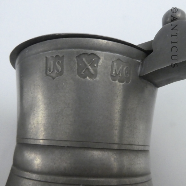 Pair of Vintage Pewter Lidded Jugs.