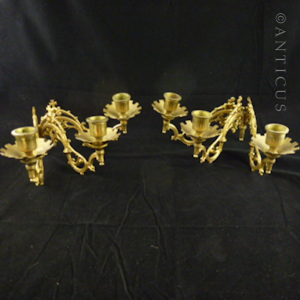Pair of Candle Holders, Gilded Ormulu, from Piano.