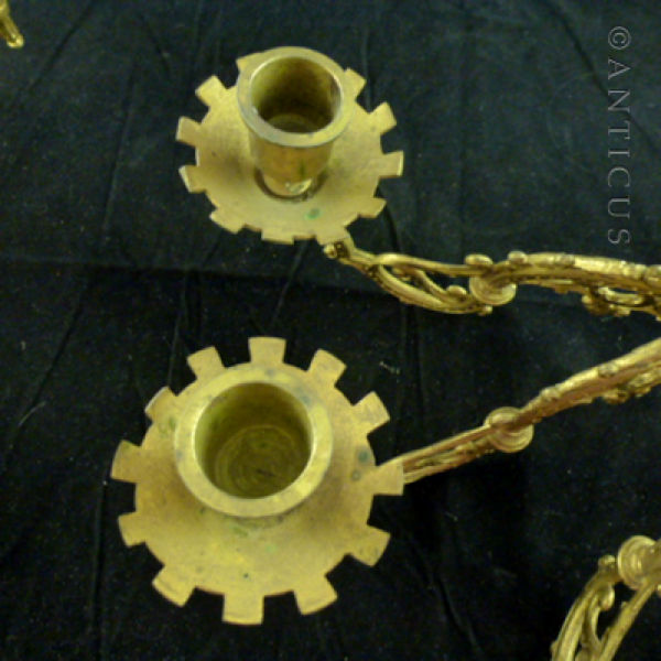 Pair of Candle Holders, Gilded Ormulu, from Piano.