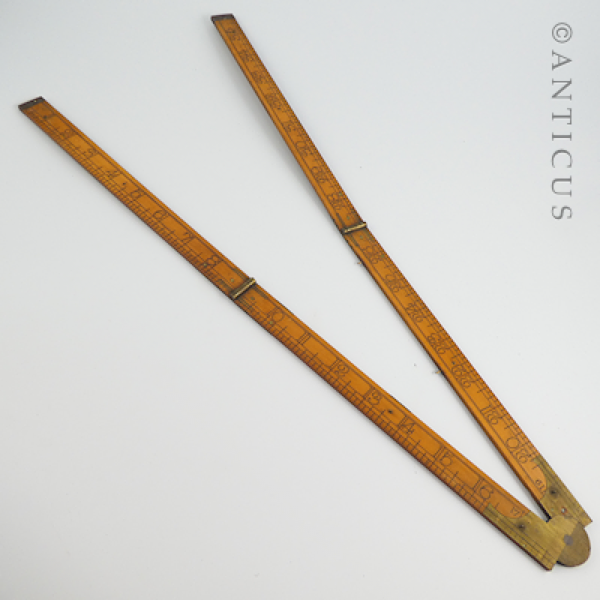 Rabone Folding Long Ruler, Brass Mounted.