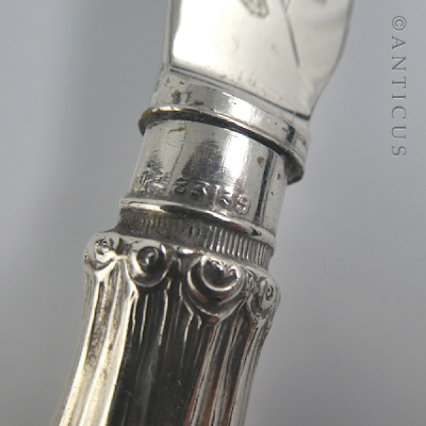 Pair of Silver Plate Fish Servers, Ornate Handles.