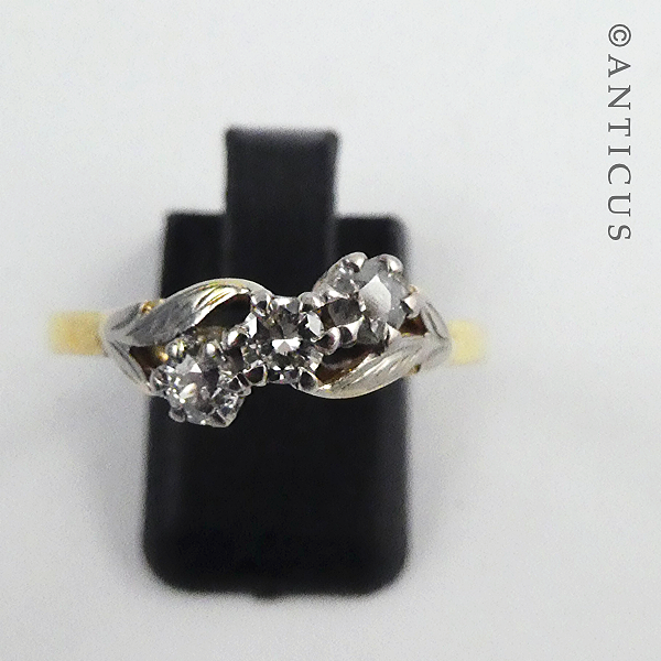 Vintage 18ct Gold, Three Diamond Ring.