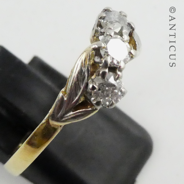 Vintage 18ct Gold, Three Diamond Ring.