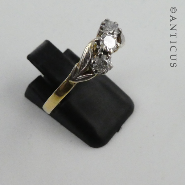 Vintage 18ct Gold, Three Diamond Ring.