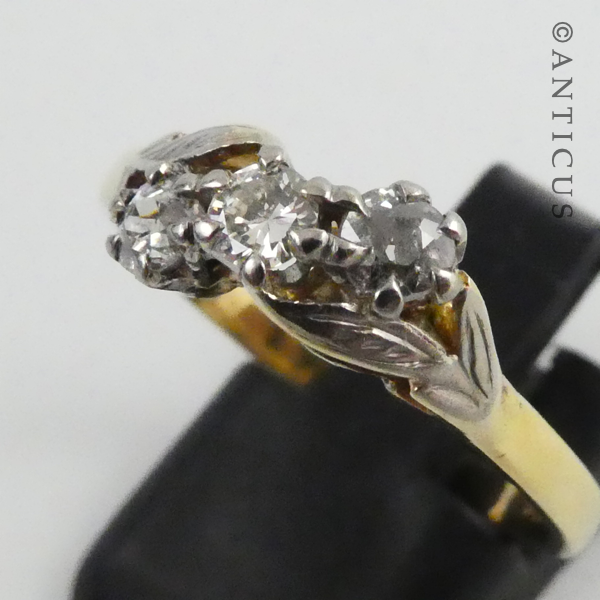 Vintage 18ct Gold, Three Diamond Ring.