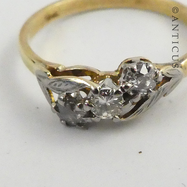 Vintage 18ct Gold, Three Diamond Ring.
