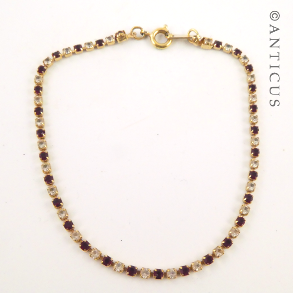 Slim Bracelet, Red and Clear Stones.