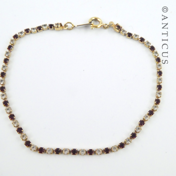 Slim Bracelet, Red and Clear Stones.