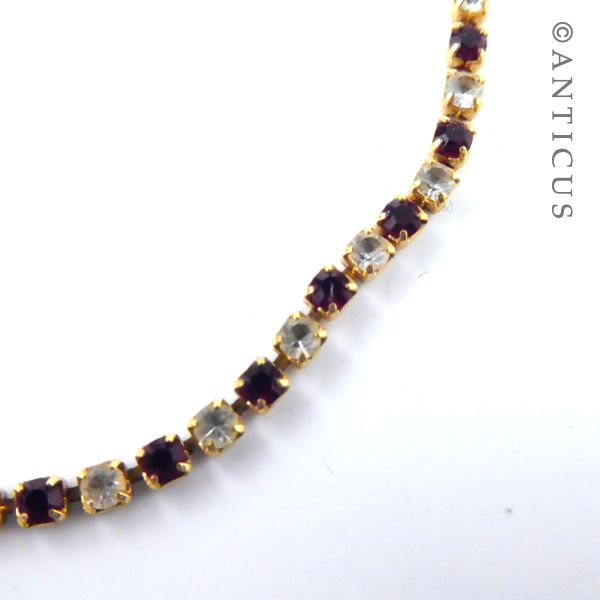 Slim Bracelet, Red and Clear Stones.