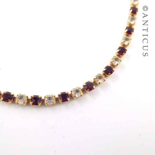 Slim Bracelet, Red and Clear Stones.