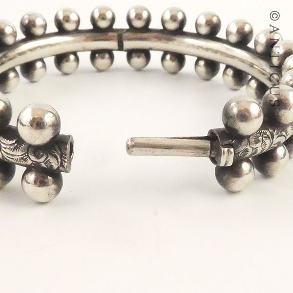 Antique Silver Bangle with Unusual Design.