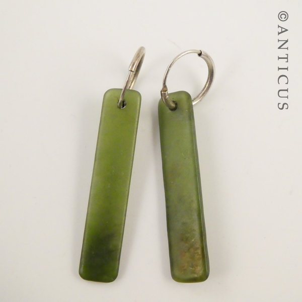 Greenstone Jade Drop Earrings.