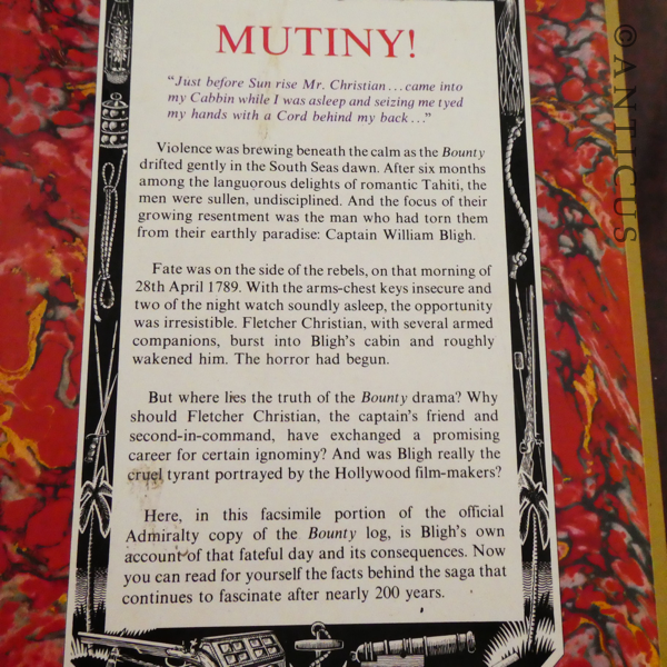 Mutiny on the Bounty, 1789. Bligh's Log Book.