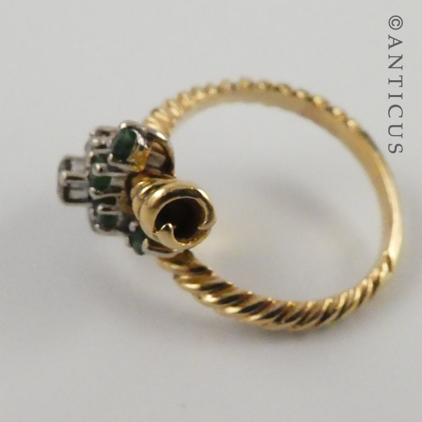 Gold, Emerald and Diamond Knot Ring.