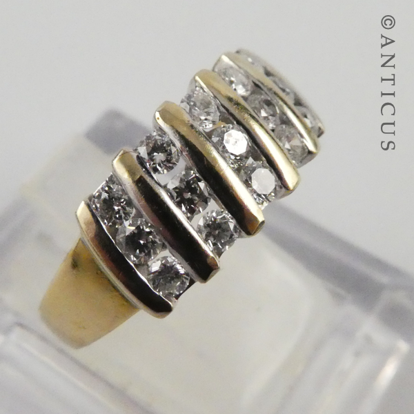 18ct Gold and Channel-Set Diamond Ring.