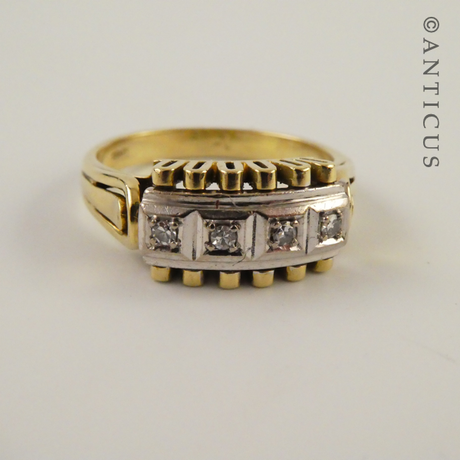 Gold and Four Diamond Ring