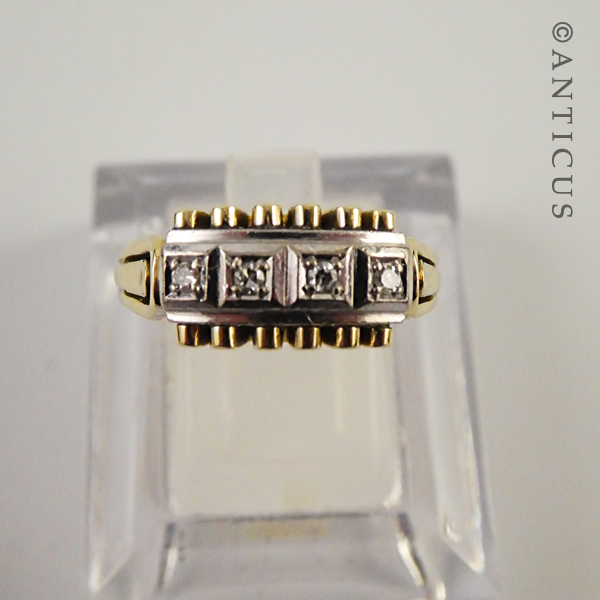 Gold and Four Diamond Ring