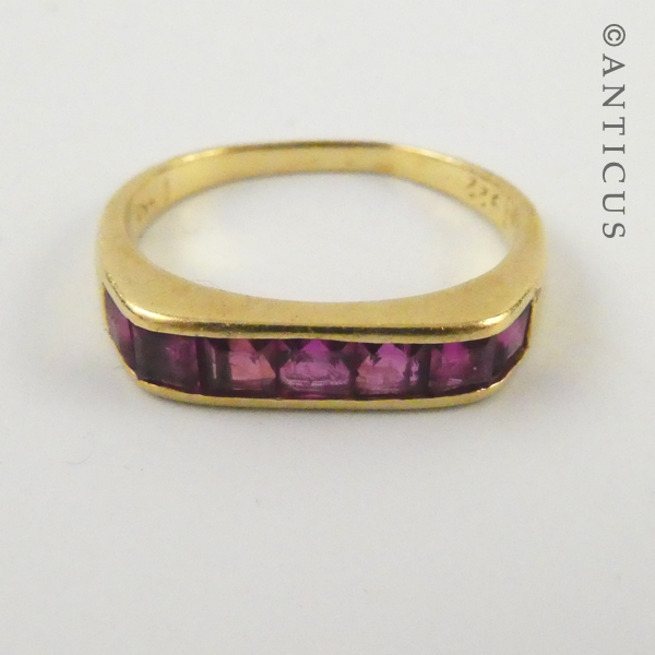 18ct Gold, Channel-Set Ruby Ring.