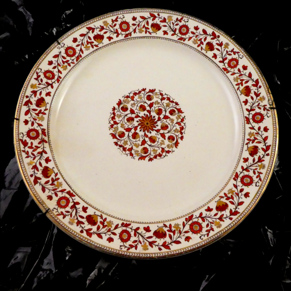 Victorian Large Round Gilded Plate, 1876.
