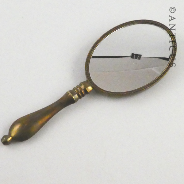 Enamel and Crystals-Backed Small Hand Mirror.