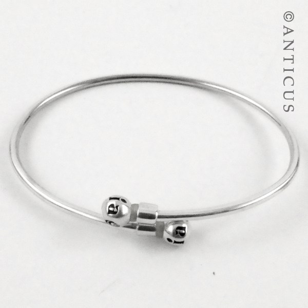 Solid Cuff Charm Bracelet, Silver.