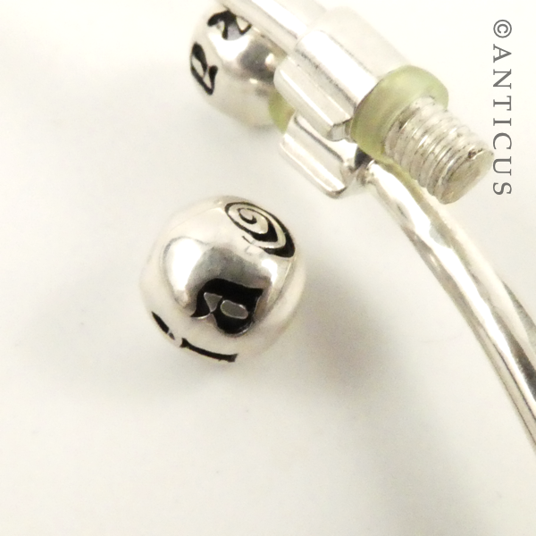 Solid Cuff Charm Bracelet, Silver.