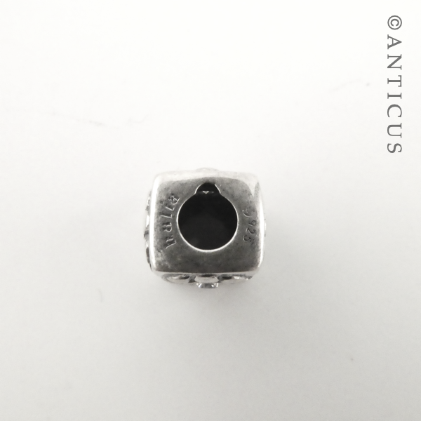 Solid Cuff Charm Bracelet, Silver.