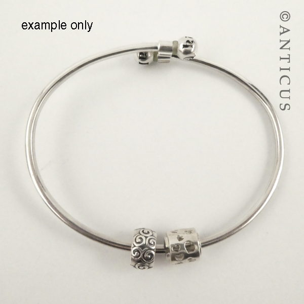 Solid Cuff Charm Bracelet, Silver.