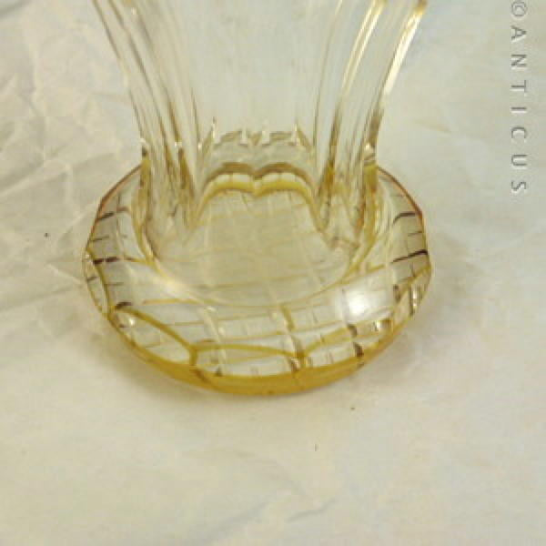 Heavy Cut Crystal Overlaid Glass Vase.