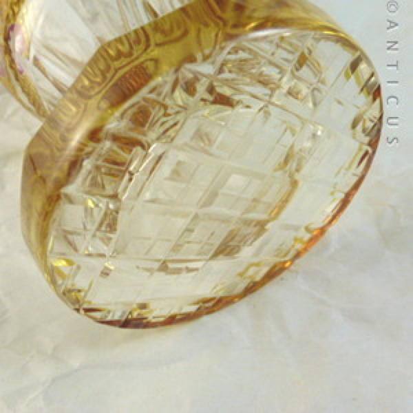 Heavy Cut Crystal Overlaid Glass Vase.