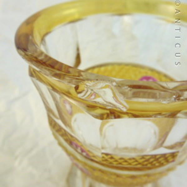 Heavy Cut Crystal Overlaid Glass Vase.