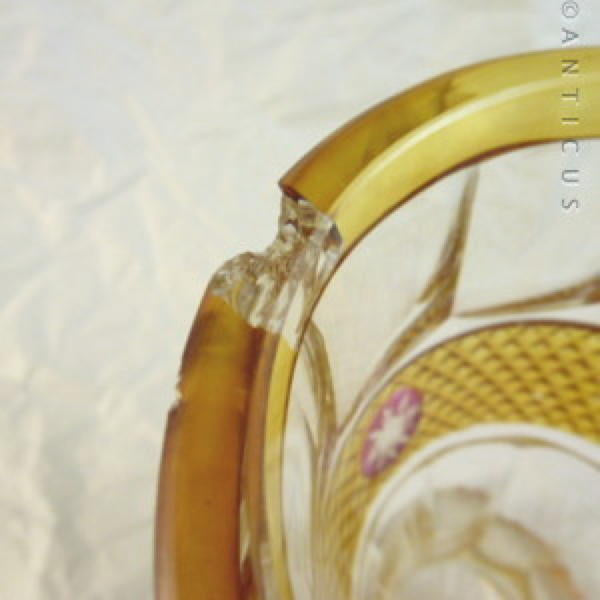 Heavy Cut Crystal Overlaid Glass Vase.