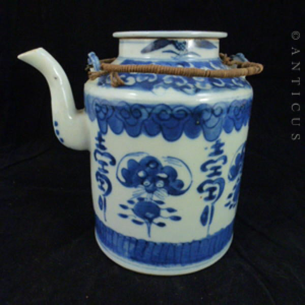 Chinese Traditional Teapot, Blue and White, 19th Century.