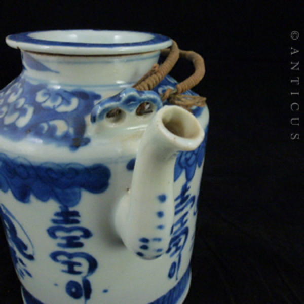 Chinese Traditional Teapot, Blue and White, 19th Century.