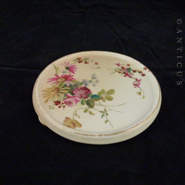 Royal Worcester Handpainted Teapot Stand, 1902.