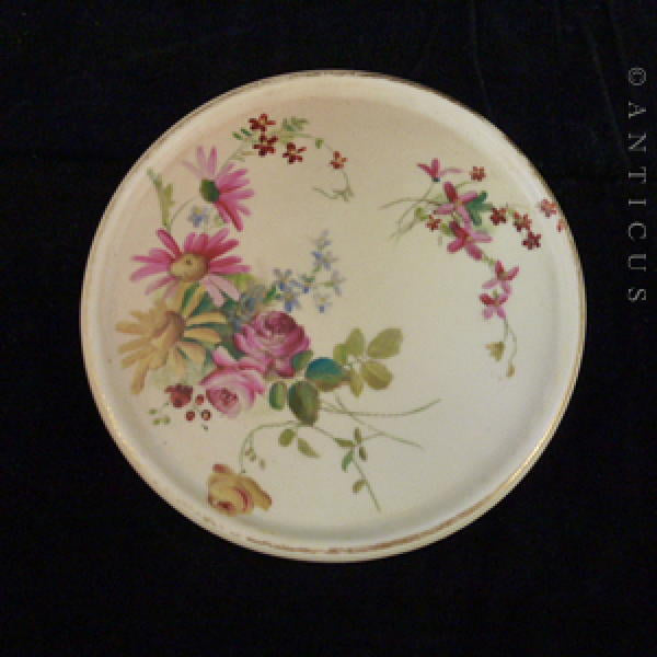 Royal Worcester Handpainted Teapot Stand, 1902.