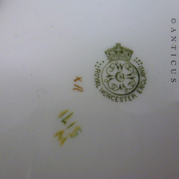 Royal Worcester Handpainted Teapot Stand, 1902.