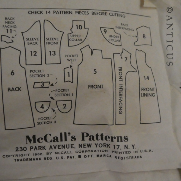 1960s McCall's Pattern for a Coat.