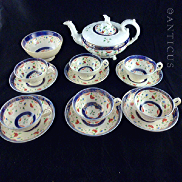 Cambrian Gaudy Welsh Tea Set, Early 1800s