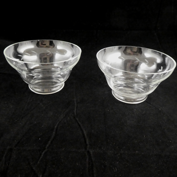 Pair of Etched Crystal Small Bowls.